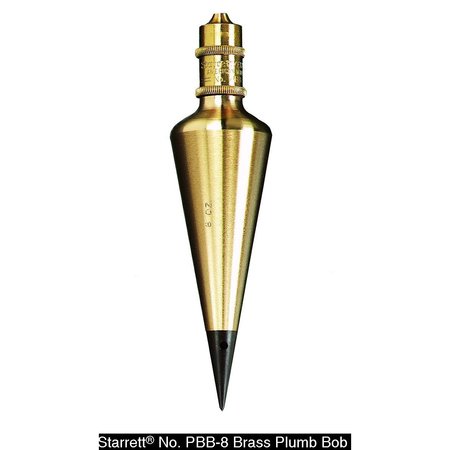 STARRETT Plumb Bob, Solid Brass, 8Oz. PBB-8